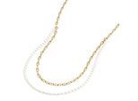 Kette ohne Anhänger FOSSIL "Schmuck Geschenk Metall Halskette Layering Heritage", gold (gelbgoldfarben, weiß), Halsketten, Damen, Metall Nylon Perlen, L: 45,5 B: 3mm, Metall, Nylon, Perlen, mit Süßwasserzuchtperle, B:3mm