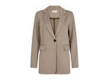 Jackenblazer FREEQUENT "FQNANNI", Damen, Gr. M, beige (desert taupe melange), Web, Obermaterial: 73% Polyester, 24% Viskose, 3% Elasthan, unifarben, bequem hüftbedeckend, V-Ausschnitt, Blazer, mit Knopfverschluss und Reverskragen