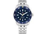 Quarzuhr TOMMY HILFIGER "KIDS", silber (silberfarben, blau), Armbanduhren, Kinder, Quarzuhr, Armbanduhr, Kinderuhr, analog, Edelstahlarmband, Geschenkidee