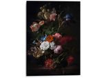 Wandbild REINDERS "Aluminium Wandbild Blumen Mauritshuis - Dunkel - Alte Meister", bunt (farbe bild(er): mehrfarbig), B:50cm H:70cm, Aluminium, Bilder