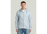 Longpullover G-STAR "Premium Core Hooded Zip Sweater", Herren, Gr. S, baby blau, Obermaterial: 55% Baumwolle, 45% Polyester, Pullover Longpullover