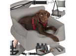 tectake® Hundeautositz, mit Sicherheitsleine und 2 Befestigungsgurten, längenverstellbar, abnehmbare Bezüge aus Canvas, wasserabweisend und waschbar, 55 x 50 x 29 cm