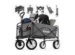 tectake® Bollerwagen, faltbar, abnehmbarer Stoffeinsatz mit 2 Netztaschen, inklusive Tragetasche, Belastbarkeit 80 kg