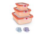 Frischhaltedose EMSA "oneClick", orange, B:20,19cm H:8,5cm L:25,97cm, Polyprophylen (PP), Lebensmittelaufbewahrungsbehälter, Frischhaltedose, verschlossen mit nur 1 x Klick, 100% dicht, made in Germany