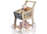 Spiel-Einkaufswagen MUSTERKIND "Rubus, warmgrau/natur", grau (grau, natur), Kinder-Einkaufswagen, KinderB:31cm H:61cm T:47cm, Holz, Spiel-Einkaufswagen, B:31cm H:61cm T:47cm