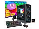 GAMEMAX Gaming-PC-Komplettsystem "MegaDeal AERIS GB 2796 AMD Ryzen 5 5500 16GB 480GB SSD RTX 5060", Energieeffizienz: E, schwarz, Microsoft Windows 11 Home (64 Bit), 16 GB RAM 480 GB SSD, Computer_Komplettsysteme, Windows 11 + MSI MAG 32C6X Curved Monitor 80cm (32"), Gaming-PC-Komplettsystem