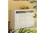 Highboard BORCHARDT MÖBEL "Santa Fé, Kommode mit moderner Rahmenoptik, Breite 107 cm", weiß (weiß hochglanz), B:107cm H:89cm T:35cm, Holzwerkstoff, Sideboards, Highboard, Push-to-open-Funktion, 2 Türen, 2 höhenverstellbare Böden
