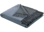 Wohndecke BIEDERLACK "Soft Impression im Doubleface-Look", blau (blau, grau), B:130cm L:170cm, Baumwolle, Kaschmir, Wohndecken, Wohndecke, Baumwolle-Kaschmir-Mix