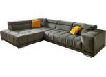 Ecksofa DIE PLANBAR "MP-IN15053 L-Form breiter Schenkel", grau (olive), B:323cm H:73cm T:222cm, 100% Polyester, Sofas, Ecksofa, mit Kopfteilverstellung, wahlweise mit manueller Vorziehbank