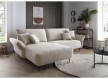 Ecksofa HOME AFFAIRE, beige (silber, zierkissen silber), B:255cm H:94cm T:178cm, 93% Polyester, 7% Polyamid, Sofas, Ecksofa, zwei verschiedene Fußfarben wählbar