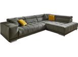 Ecksofa DIE PLANBAR "MP-IN15053 L-Form breiter Schenkel", grau (olive), B:323cm H:73cm T:222cm, 100% Polyester, Sofas, Ecksofa, mit Kopfteilverstellung, wahlweise mit manueller Vorziehbank