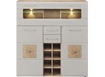 Highboard INNOSTYLE "Barschrank SINFONIE, 120/129/37 cm BxHxT", cashmere matt, eiche altholz, B:120cm H:129cm T:37cm, ABS-Kunststoff, Glas, Holzwerkstoff, MDF, Metall, Sideboards, Highboard, 2 türig, 8 Flaschenfächer, 1 Glasklappe, LED-Beleuchtung, Soft-Close