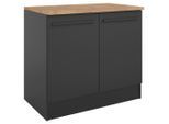 P & B Spülenunterschrank, Schwarz, Holzwerkstoff, einzeln stellbar, 100x90x60 cm, Küchen, Küchenmöbel, Küchenschränke, Küchenunterschränke