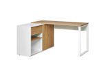 Livetastic Eckschreibtisch, Weiß, Eiche, Metall, Holzwerkstoff, 1 Schublade(n) Schubladen, rechteckig, Flachrohr, 140x75x118 cm, Stauraum, seitenverkehrt montierbar, Arbeitszimmer, Schreibtische, Eckschreibtische