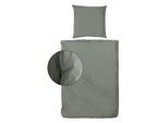 Bettwäsche PRIMERA "Renforce Stonewashed", grün (olive), B/L: 240cm x 220cm, 1 Stk., 2 Stk., Renforcé, B/L: 80cm x 80cm, 3 Stk., Renforcé, Obermaterial: 100% Baumwolle, Bettwäsche, Bettwäsche, jedes Teil ein Unikat, gewaschene Used Optik