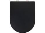 WC-Sitz WENKO "Exclusive Nr. 3", silber (schwarz, silberfarben), B:36,5cm L:45cm, Duroplast, Edelstahl, WC-Sitze, schwarz, aus antibakteriellem Duroplast