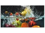Küchenrückwand ARTLAND "Spritzendes Obst auf dem Wasser", bunt, B:100cm H:50cm, Aluminium, Spritzschutzwände, Alu Spritzschutz mit Klebeband, einfache Montage
