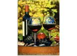 Glasbild ARTLAND "Gläser Rotwein auf altem Fass", grün (farbe bild(er): grün), B:60cm H:80cm, Bilder, in verschiedenen Größen