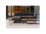 Ambia Garden Loungegarnitur, Grau, Akazie, Metall, Textil, 3-teilig, Füllung: Schaumstoff, 149x99 cm, Loungemöbel, Gartenlounge-Sets