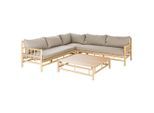 Ambia Garden Loungegarnitur, Taupe, Teak, Holz, Textil, Akazie, Hartholz, Füllung: Kaltschaum, 231.5x231.5 cm, Loungemöbel, Gartenlounge-Sets