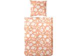 Wendebettwäsche PRIMERA "Perkal Bettwäsche", orange, blume, B/L: 220cm x 240cm, 1 Stk., 2 Stk., Perkal, B/L: 80cm x 80cm & 80cm x 80cm, 3, Perkal, Obermaterial: 100% Baumwolle, Bettwäsche, Wendebettwäsche, glatte Oberfläche, perfekt für erholsame Nächte, atmungsaktiv