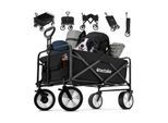 tectake® Bollerwagen, faltbar, abnehmbarer Stoffeinsatz mit 2 Netztaschen, inklusive Tragetasche, Belastbarkeit 80 kg