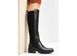 bonprix Stiefel aus Leder, schwarz, Gr.42, Klassicher Stiefel aus Leder mit Elastikeinsatz, aus Glattleder
