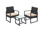 Modante , Schwarz, Beige , Metall, Kunststoff, Glas, Textil , Tisch mit Glasplatte , Gartenmöbel, Balkonmöbel, Balkonmöbel-Sets