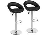tectake® 2er Set Barhocker, gepolstert mit Rückenlehne, Gestell aus verchromtem Stahl, Sitzhöhe 63 - 83 cm