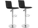 tectake® 2er Set Barhocker, gepolstert mit Rückenlehne, Gestell aus verchromtem Stahl, Sitzhöhe 60 - 81 cm