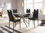 Essgruppe OTTO HOME "Silvi-Mandy", schwarz (schwarz, schwarz, schwarz), B:110cm H:74cm T:110cm, Glas, Metall, Stoff, Sitzmöbel-Sets, Essgruppe, Set: Glastisch 110x110 cm mit 4 Stühlen