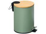 Kosmetikeimer KESPER "Mülleimer Bambus, FSC zertifiziert, 3l", grün, B:17cm H:23cm T:17cm Ø:17cm, Kunststoff, Metall, Mülleimer, Kosmetikeimer, inkl. Inneneimer, Deckel mit Soft-Close