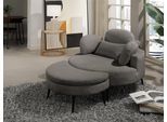 Loveseat OTTO HOME "Riko Sessel, B: 110 cm, Sitzhöhe: 44 cm", anthrazit, B:110cm H:84cm T:110cm, 100%PES, Sessel, XXL- Sessel, mit Stauraumhocker, Rückenstütze & 4 Zierkissen