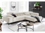 Ecksofa HOME AFFAIRE "Ancona New, wahlweise motorische Sitztiefenverstellung, auch in Cord", weiß, B:321cm T:216cm, : 88% Polyester, 12% Polyacryl, Sofas, Ecksofa, feine Steppung, mit Kopfteilverstellung, 3 Zierkissen, L-Form