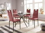 Essgruppe OTTO HOME "Silvi-Mandy", rosa (rosa, rosa, schwarz), B:110cm H:74cm T:110cm, Glas, Metall, Stoff, Sitzmöbel-Sets, Essgruppe, Set: Glastisch 110x110 cm mit 4 Stühlen