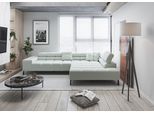 Ecksofa HOME AFFAIRE "Ancona New, wahlweise motorische Sitztiefenverstellung, auch in Cord", grün (mint), B:321cm T:216cm, 100% Polyester, Sofas, Ecksofa, feine Steppung, mit Kopfteilverstellung, 3 Zierkissen, L-Form