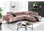 Ecksofa HOME AFFAIRE "Ancona New, wahlweise motorische Sitztiefenverstellung, auch in Cord", rosa (rosé), B:321cm T:216cm, : 88% Polyester, 12% Polyacryl, Sofas, Ecksofa, feine Steppung, mit Kopfteilverstellung, 3 Zierkissen, L-Form