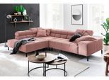 Ecksofa HOME AFFAIRE "Ancona New, wahlweise motorische Sitztiefenverstellung, auch in Cord", rosa (rosé), B:321cm T:216cm, : 88% Polyester, 12% Polyacryl, Sofas, Ecksofa, feine Steppung, mit Kopfteilverstellung, 3 Zierkissen, L-Form