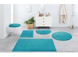 Badematte OTTO HOME "Vanessa, Badvorleger, Badezimmer Teppich" Gr. 8, blau (türkis), H:10mm, Polyester, Badematten, Badematte, Badteppich, weiche Haptik, unifarben