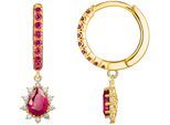 Paar Creolen THOMAS SABO "mit Anhänger Vintage Romance", bunt (gelbgoldfarben, weiß, rot, weiß, rot), Ohrringe, Damen, Silber 925 (recycelt), mit Zirkonia (synth.), Saphir (synth.)