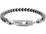 Armband DIESEL "Schmuck Geschenk Edelstahl Nylon Armschmuck CHAIN", schwarz (edelstahlfarben, schwarz), Armbänder, Damen, 22cm, Edelstahl Nylon, Edelstahl, Nylon, Armband