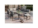Ambia Garden Loungegarnitur, Dunkelgrau, Metall, Textil, Füllung: Polyester, 125x47x70 cm, Loungemöbel, Gartenlounge-Sets