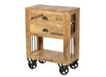 Mid.you , Naturfarben, Schwarz , Holz , Mangoholz , massiv , 2 Schublade(n) Schubladen , 60x80x30 cm ,