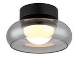 GLOBO LIGHTING Deckenleuchte "CARLENE", schwarz matt, 1, Ø 20cm H: 10cm, 1 Stk., Leuchten, Schwarze Deckenleuchte mit Rauchglas und Acryl opal, LED 6W, Deckenleuchte