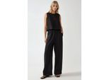 Leinengefühl Bluse & Elastischer Taillenbund Hosen Zweiteiliges Set