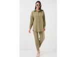 Leinenmix Langarmhemd und Hose Set