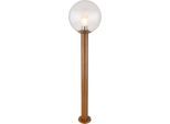 Außen-Stehlampe GLOBO LIGHTING "OSSY", holzoptik, H:100cm Ø:25cm, Leuchten, Außenleuchte Holzoptik mit Sensor, IP44, Glas klar