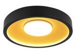 GLOBO LIGHTING Deckenleuchte "WOKI", schwarz matt, 1, Ø 40cm H: 8,7cm, 1 Stk., Leuchten, LED Deckenleuchte für Wohn- & Esszimmer schwarz-gold, Deckenleuchte