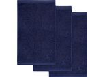 Gaestehandtuecher MÖVE "Superwuschel", blau (dunkelblau), B:30cm L:50cm, Walkfrottee, Baumwolle, Handtücher, Gästehandtücher Set mit Bordüre, 100% Premium Cotton Baumwolle, weich