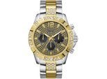 Multifunktionsuhr GUESS "MAJESTIC", silber (silberfarben, gelbgoldfarben), Armbanduhren, Herren, Quarzuhr, Armbanduhr, Herren, Datum, 12/24-Std.-Anzeige,Kristallsteine